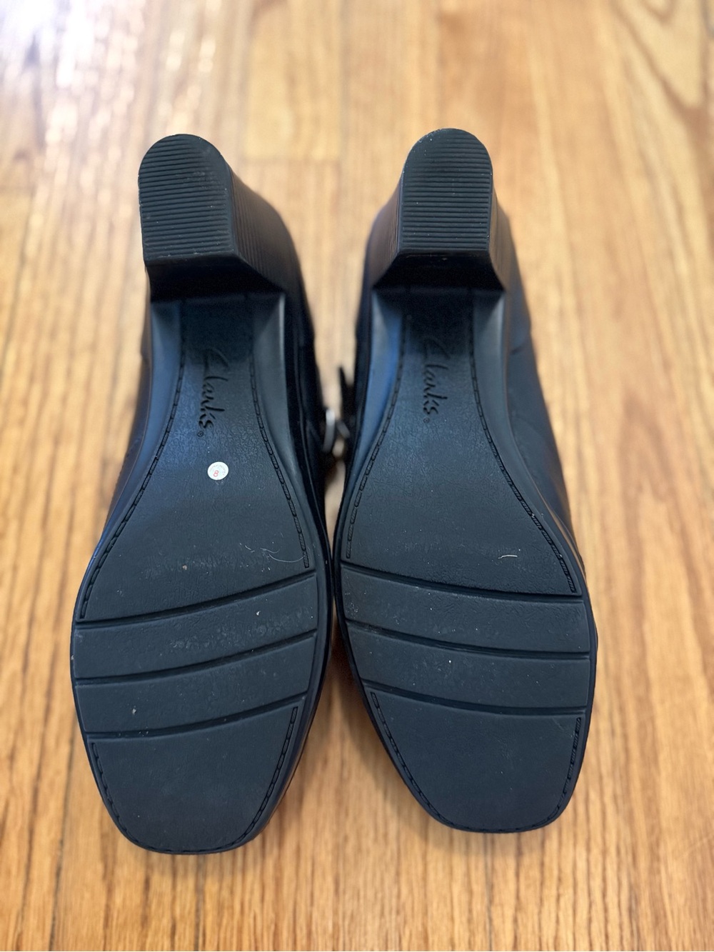 Clarks Black Mary Jane Block Heel Shoes - Picture 7 of 7